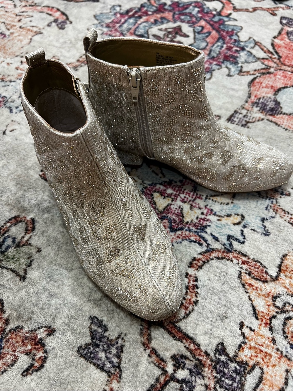 GB girls Sparkling Leopard Ankle Boots - Champagne size 3